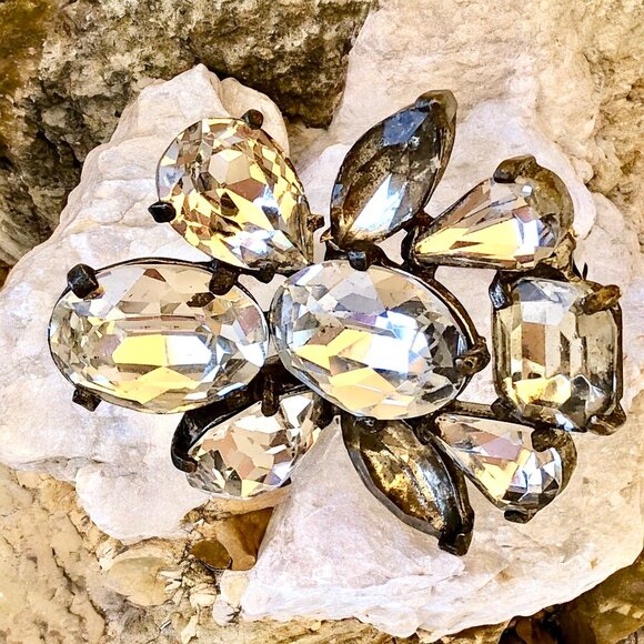 Eisenberg Original Vintage Fur Clip Rhinestone Brooch As Is - Picture 3 of 12